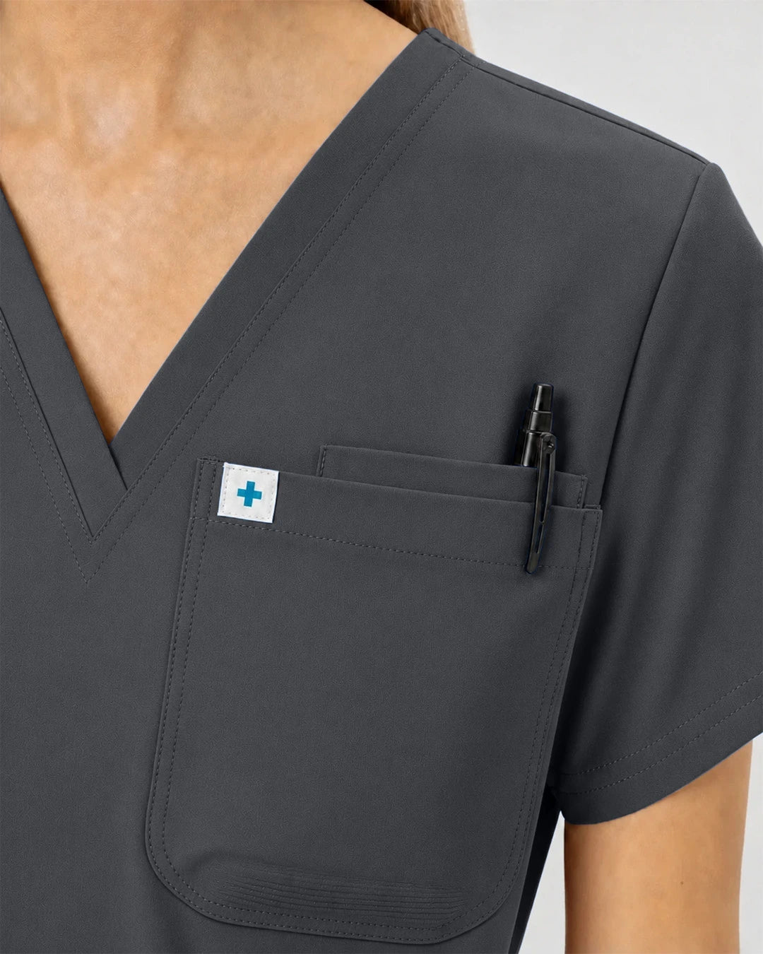 Heather Grey Eipnare Women's Classic V-Neck Jogger Scrub Set - Stretch Medical Scrubs for Women