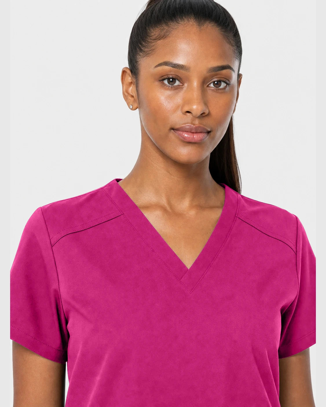 Hot Pink Eipnare Women's 15-Pocket V-Neck Jogger Scrub Set - Stretch Medical Scrubs for Women
