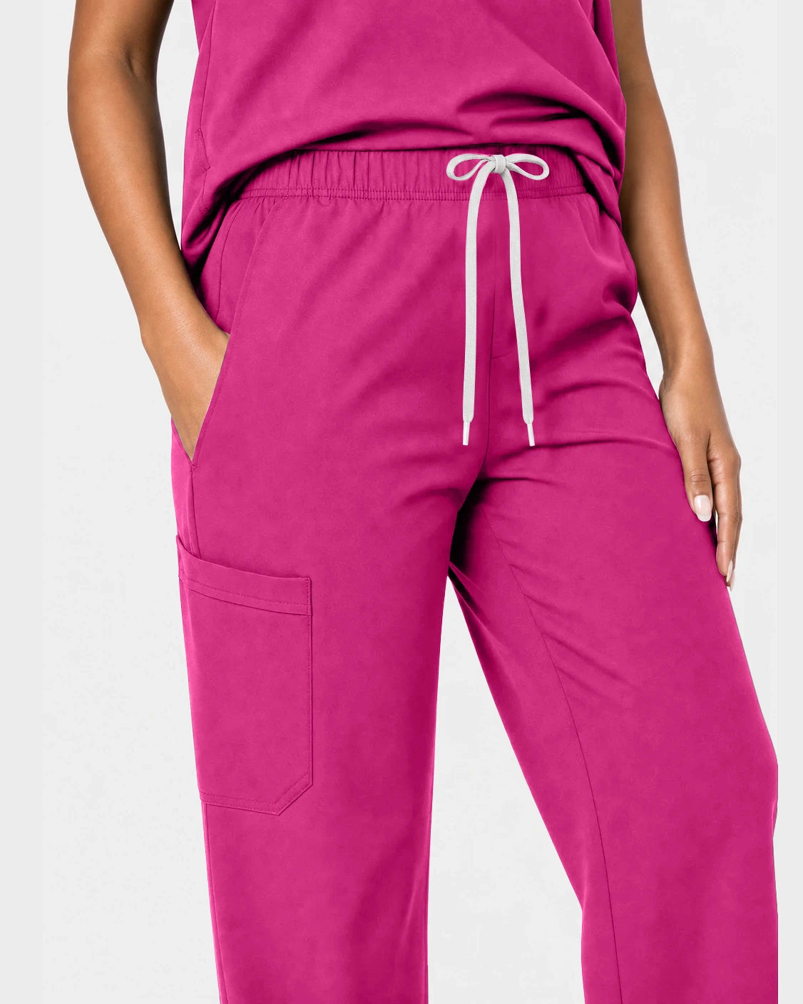 Hot Pink Eipnare Women's 15-Pocket V-Neck Jogger Scrub Set - Stretch Medical Scrubs for Women
