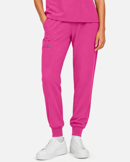 Hot pink Eipnare Women's Multi-Pocket Jogger Scrub Pants - Stretch Medical Scrubs for Women