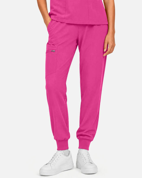 Eipnare Women's Multi-Pocket Jogger Uniform Pants - Hot Pink