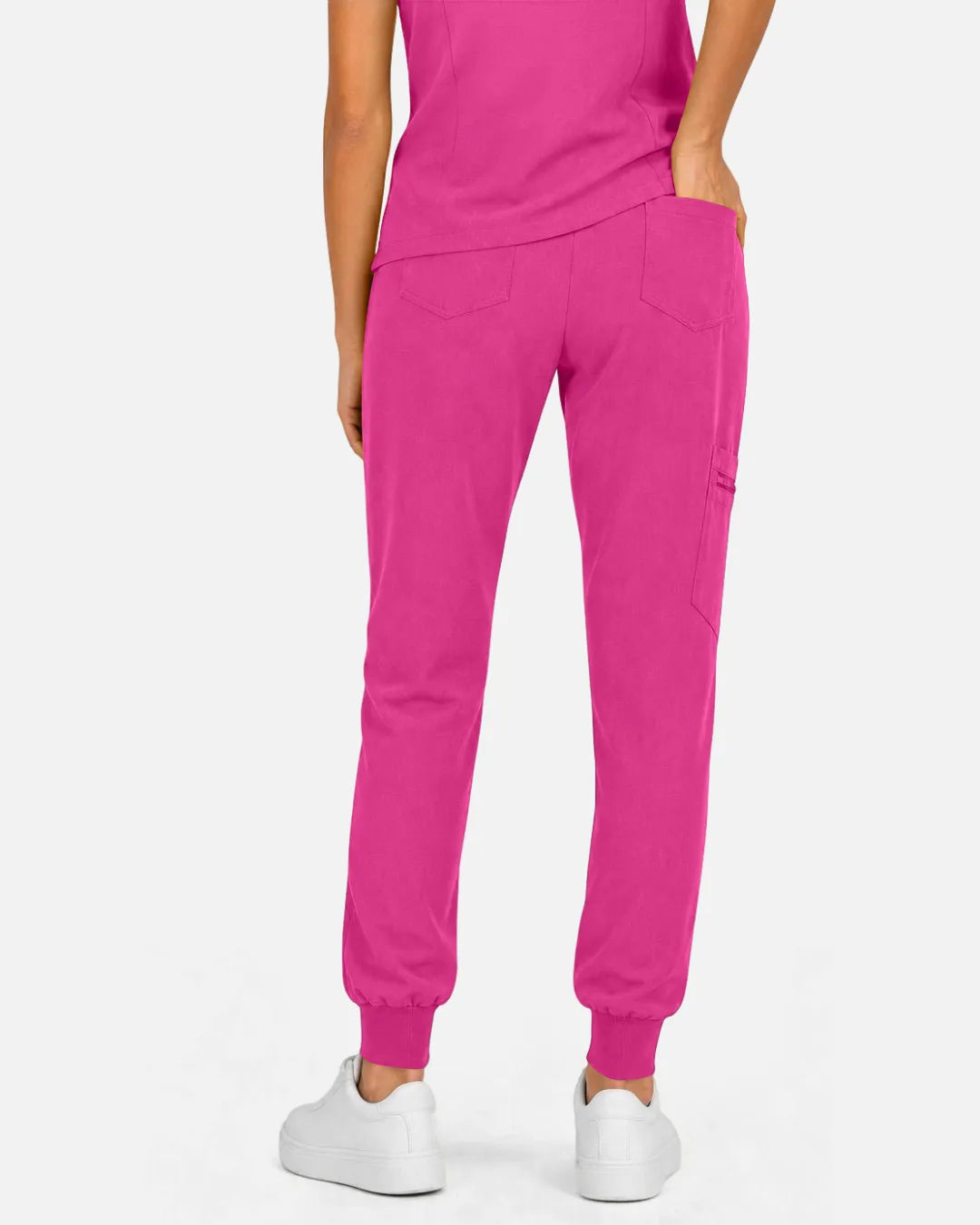 Hot pink Eipnare Women's Multi-Pocket Jogger Scrub Pants - Stretch Medical Scrubs for Women