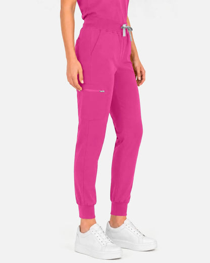 Hot pink Eipnare Women's Multi-Pocket Jogger Scrub Pants - Stretch Medical Scrubs for Women