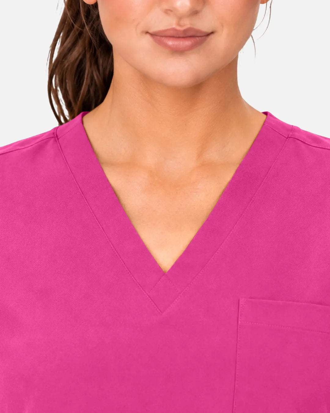 Hot pink Eipnare Women's 3-Pocket V-Neck Scrub Top - Stretch Medical Scrubs for Women