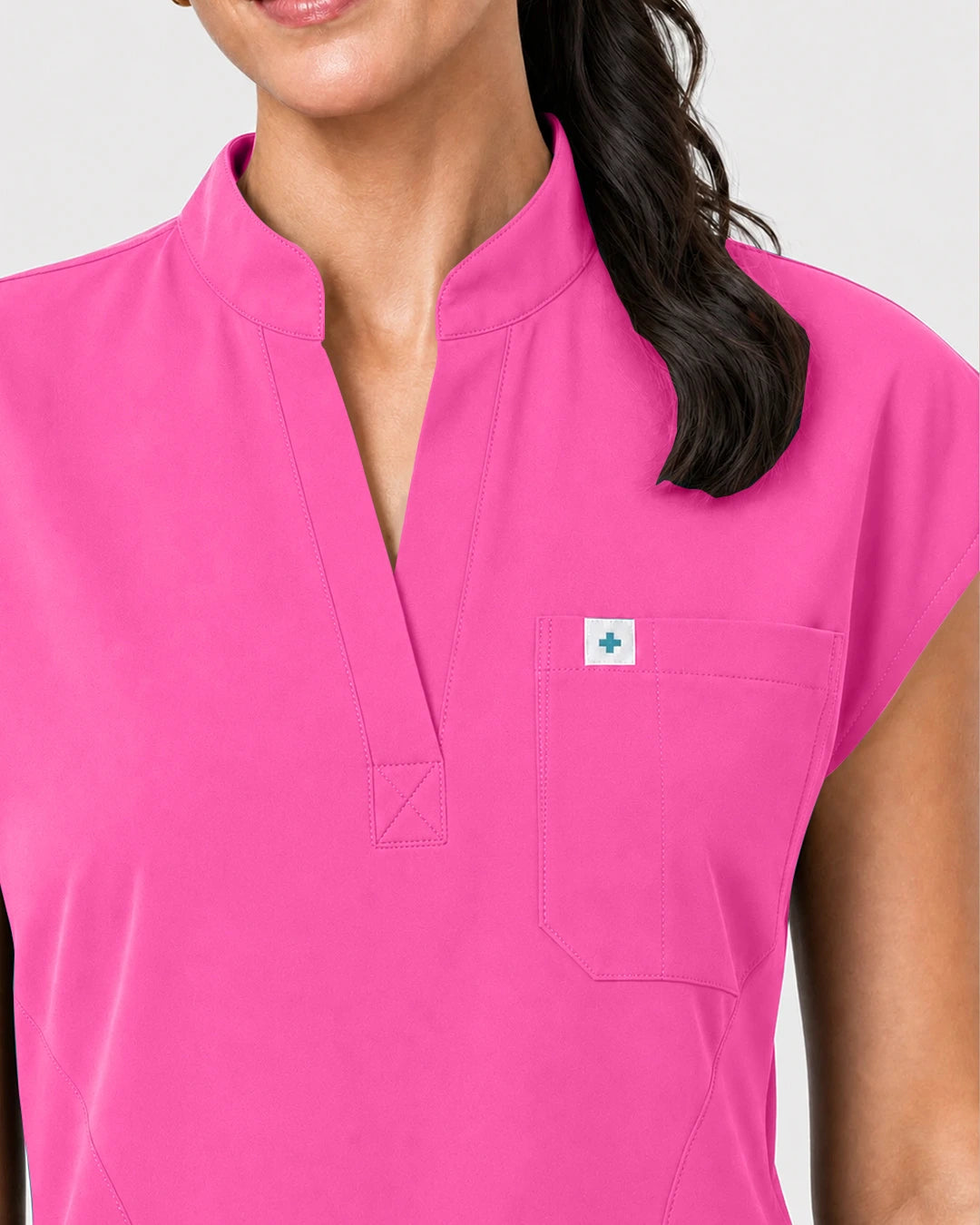 Hot Pink Eipnare Women's Henley Sleeveless Jogger Scrub Set - Stretch Medical Scrubs for Women