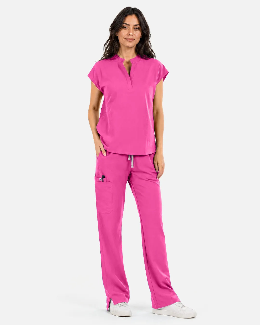 Hot pink Eipnare Women's Sleeveless Mandarin Collar Scrub Top - Stretch Medical Scrubs for Women