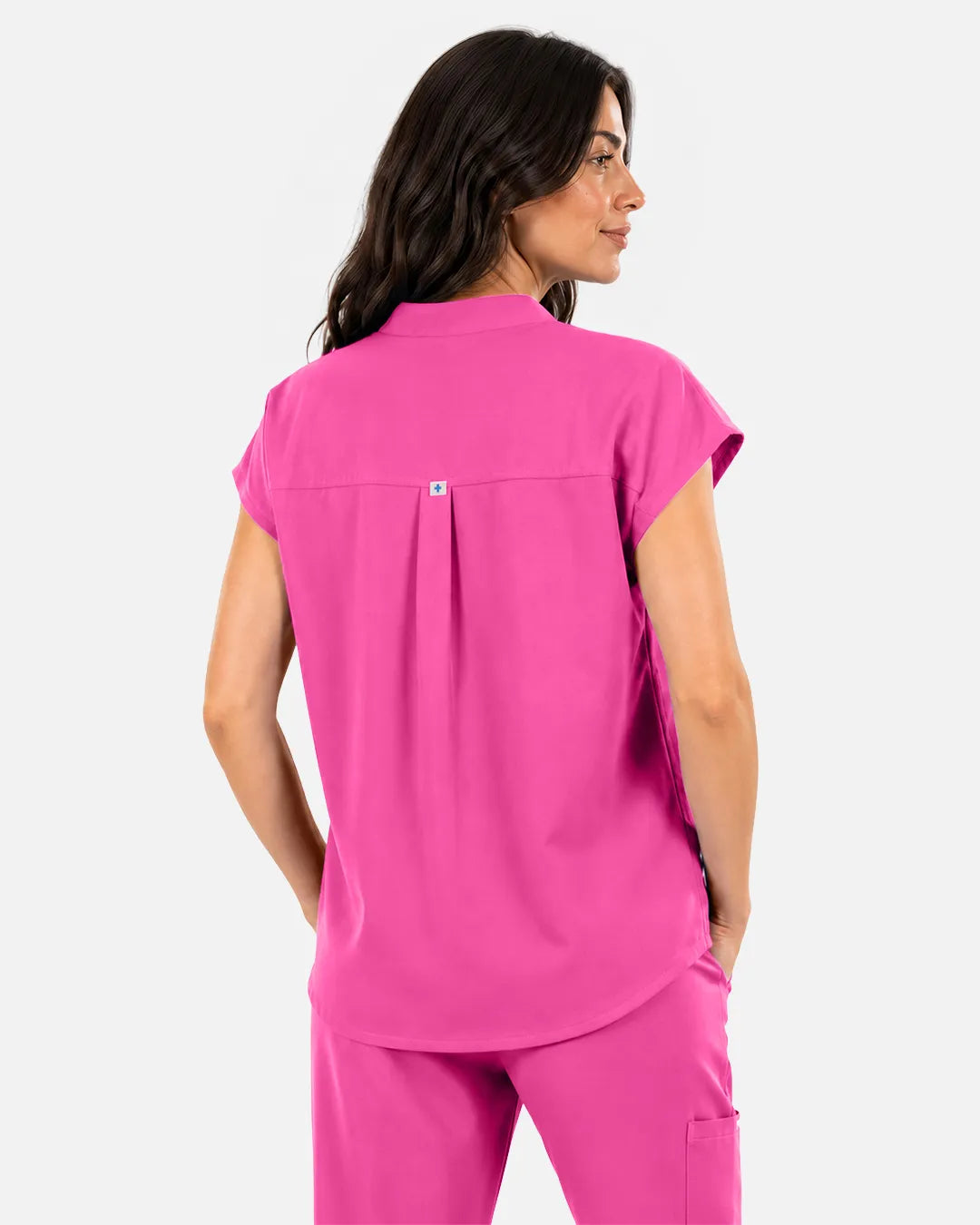 Hot pink Eipnare Women's Sleeveless Mandarin Collar Scrub Top - Stretch Medical Scrubs for Women