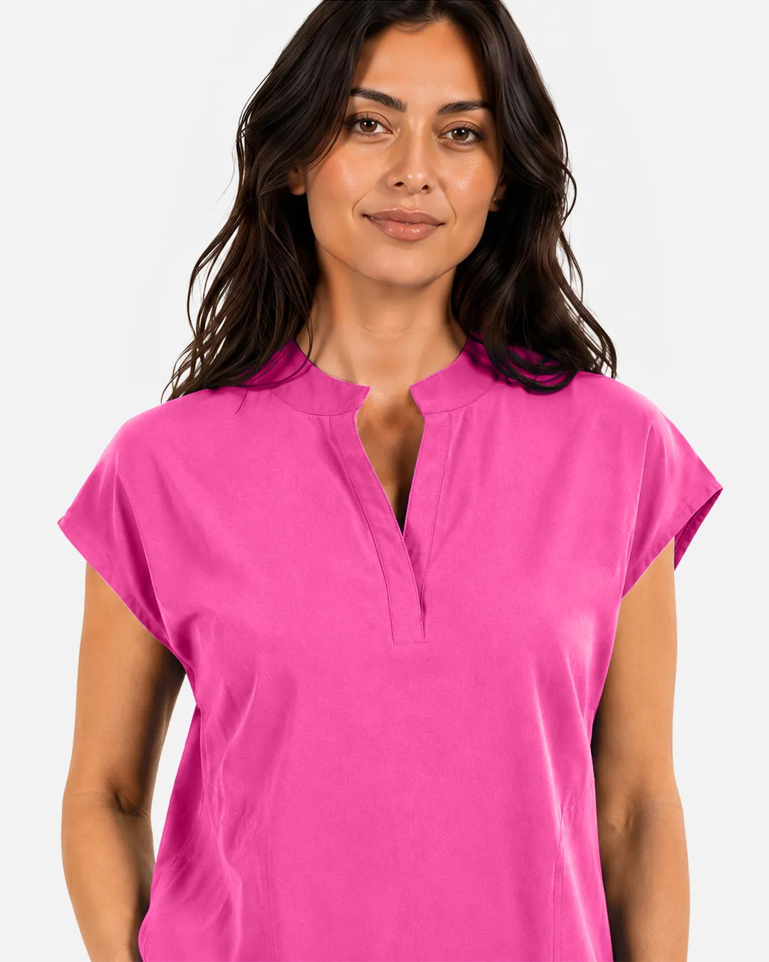 Hot pink Eipnare Women's Sleeveless Mandarin Collar Scrub Top - Stretch Medical Scrubs for Women