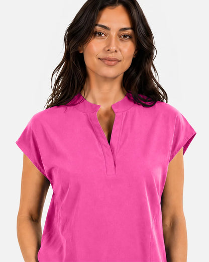 Hot pink Eipnare Women's Sleeveless Mandarin Collar Scrub Top - Stretch Medical Scrubs for Women