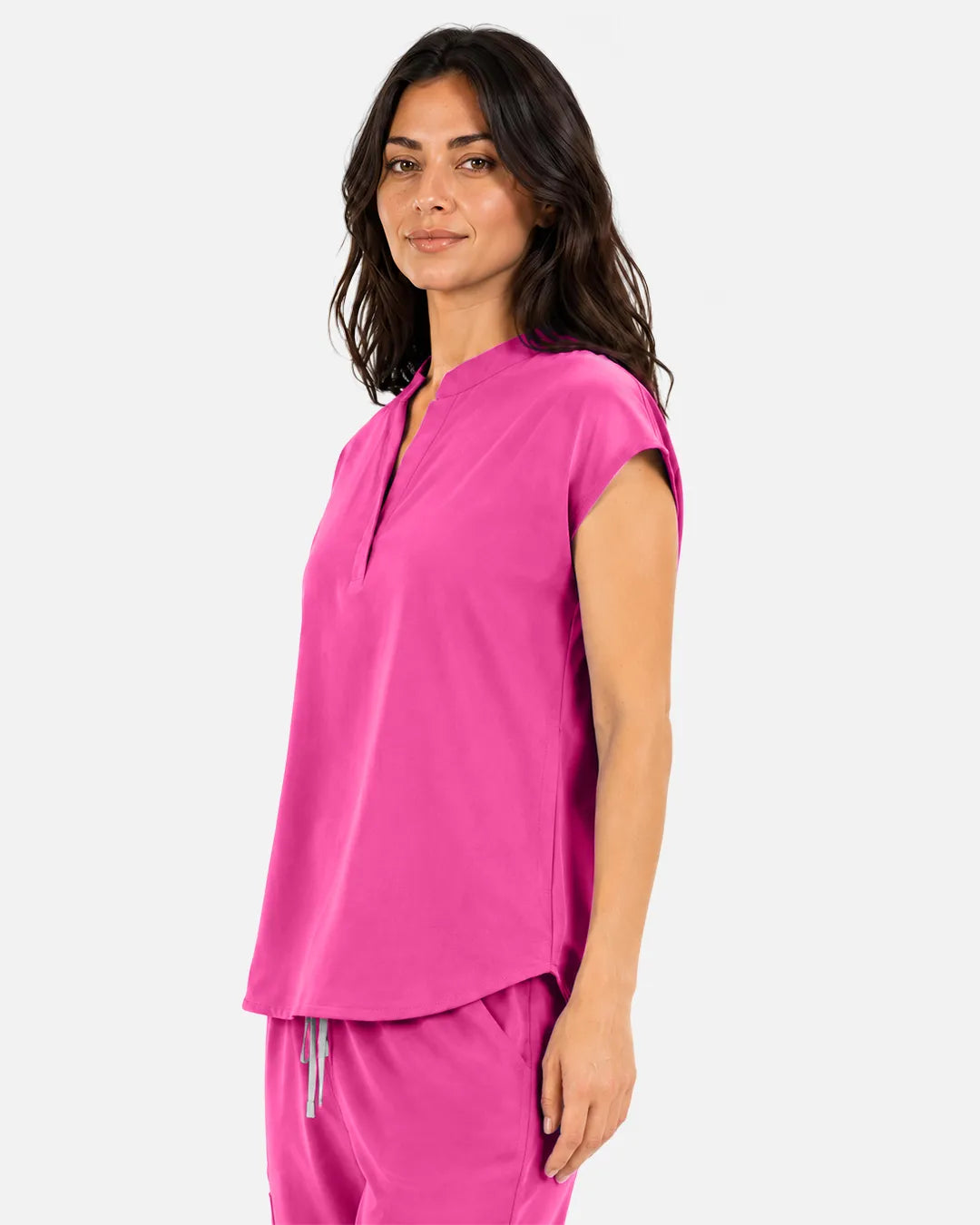 Hot pink Eipnare Women's Sleeveless Mandarin Collar Scrub Top - Stretch Medical Scrubs for Women