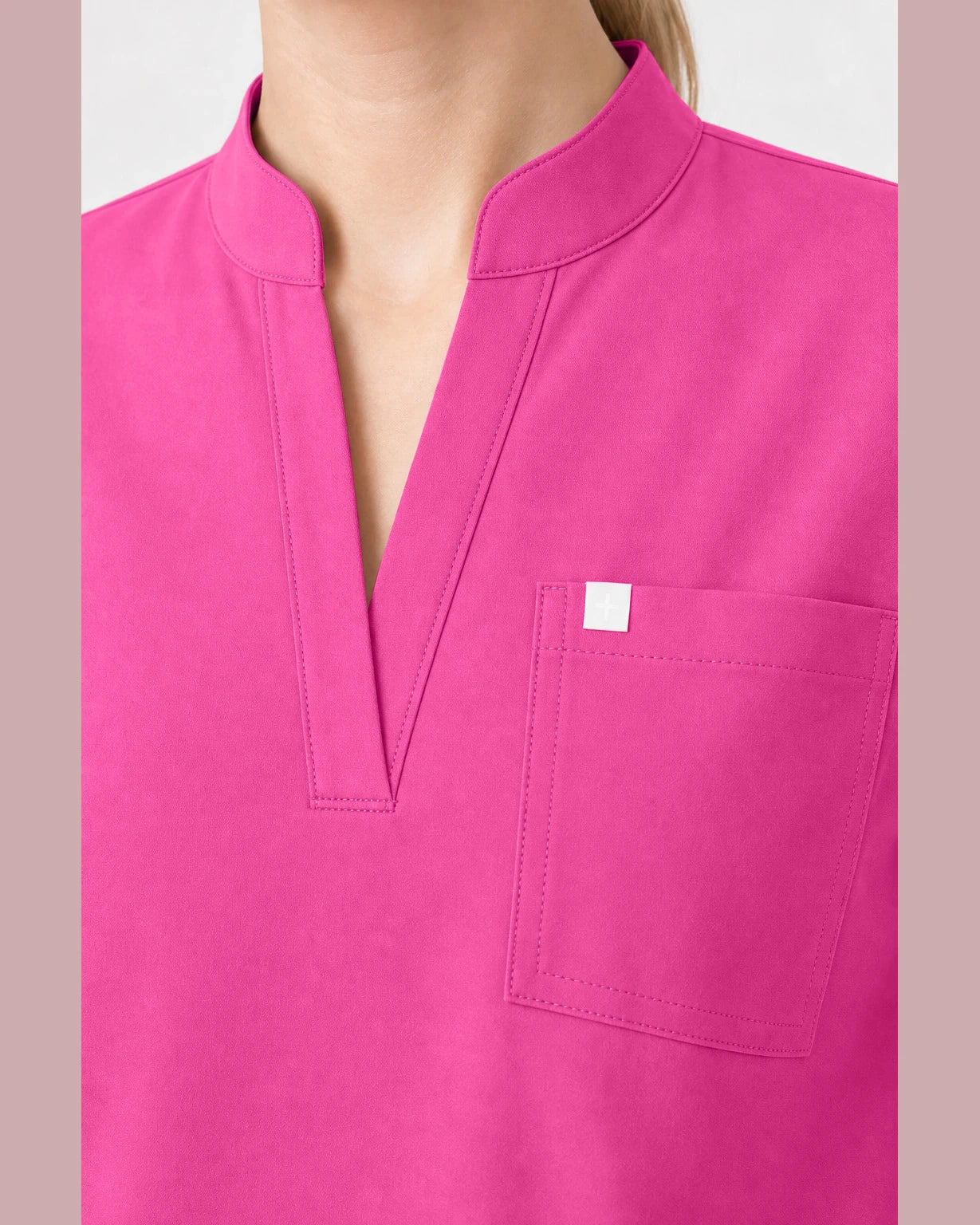 Hot Pink Eipnare Women's Henley Sleeveless Straight-Leg Scrub Set - Stretch Medical Scrubs for Women