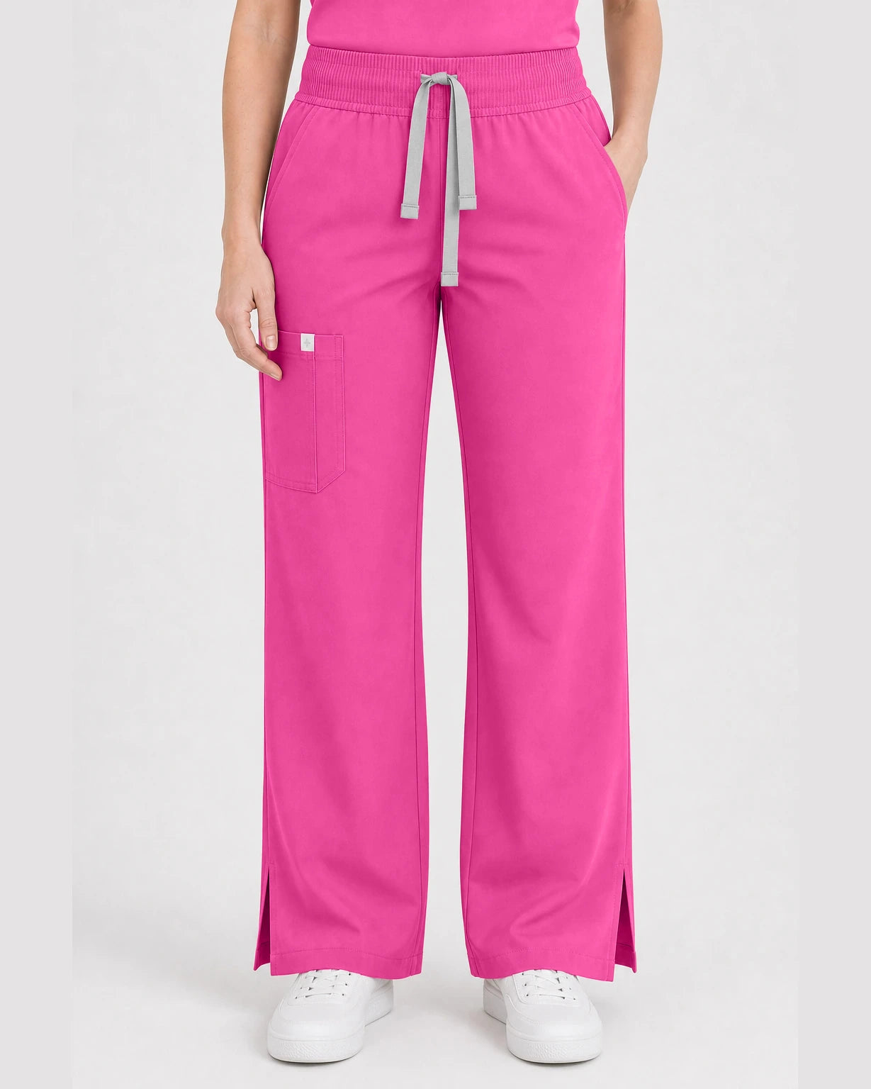 Hot Pink Eipnare Women's Henley Sleeveless Straight-Leg Scrub Set - Stretch Medical Scrubs for Women