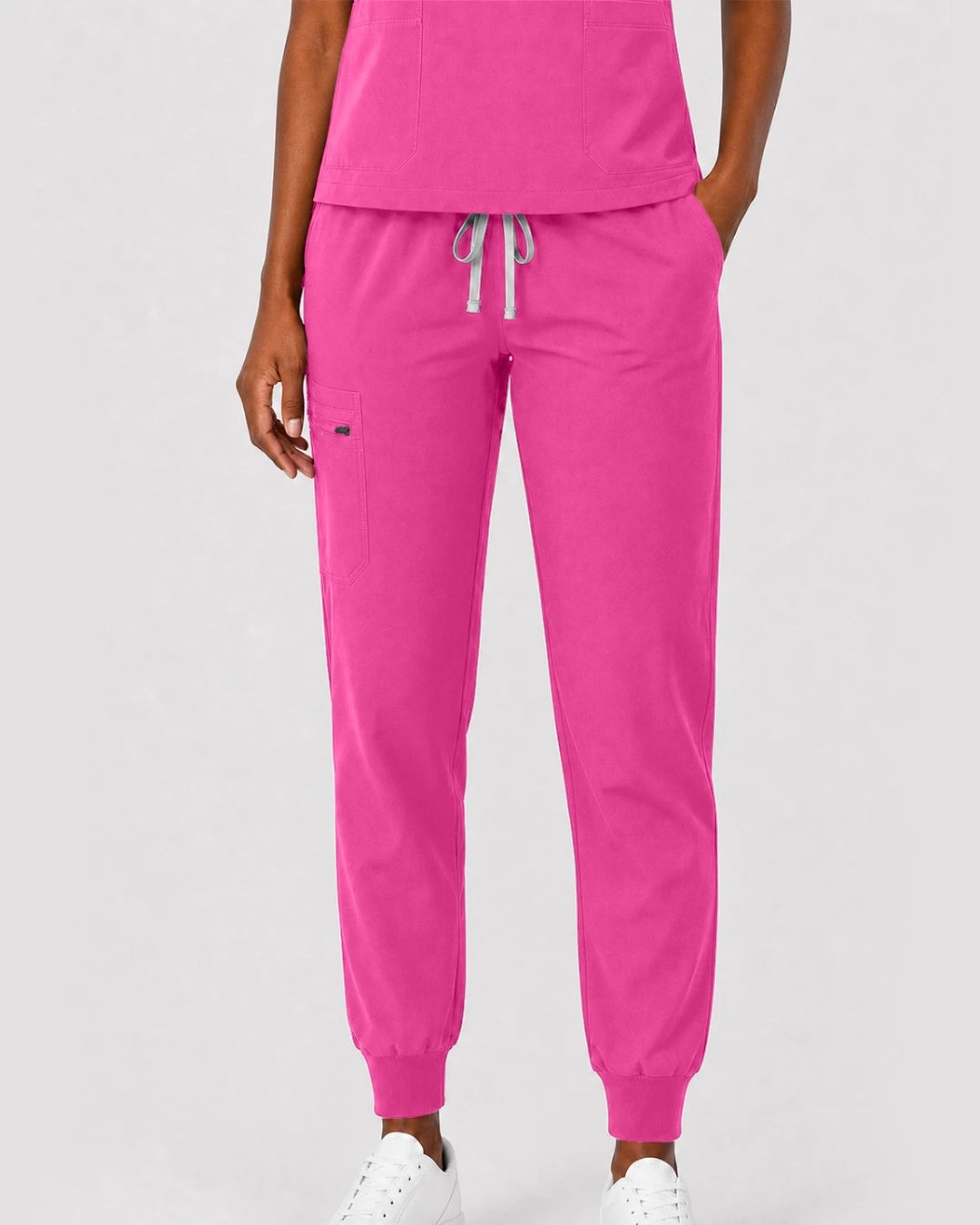 Hot Pink Eipnare Women's Split V-Neck Cargo Jogger Scrub Set - Stretch Medical Scrubs for Women
