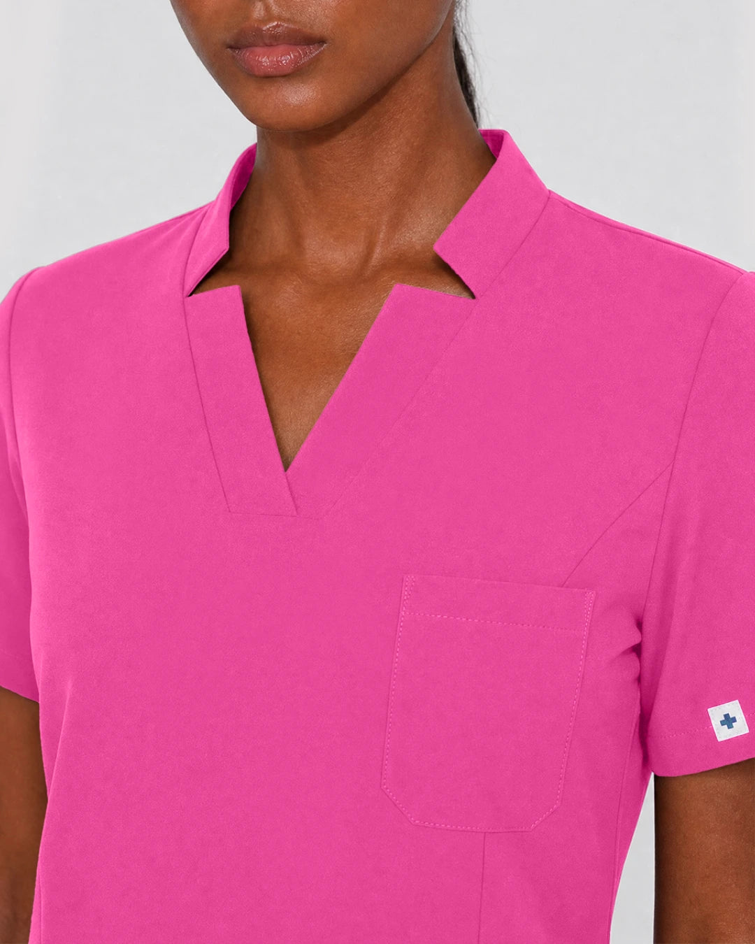 Hot Pink Eipnare Women's Split V-Neck Cargo Jogger Scrub Set - Stretch Medical Scrubs for Women
