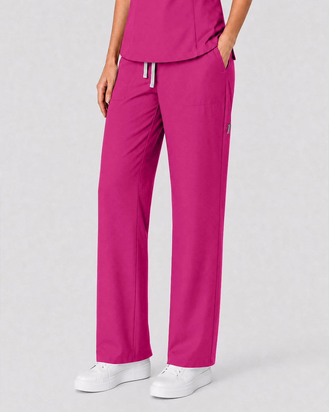 Hot Pink Eipnare Women's Split V-Neck Tapered Scrub Set - Stretch Medical Scrubs for Women