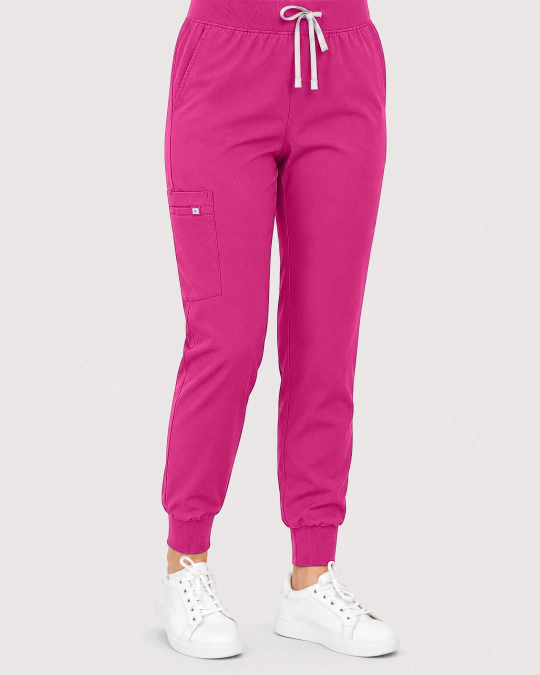 Hot Pink Eipnare Women's Knit V-Neck Jogger Scrub Set - Stretch Medical Scrubs for Women