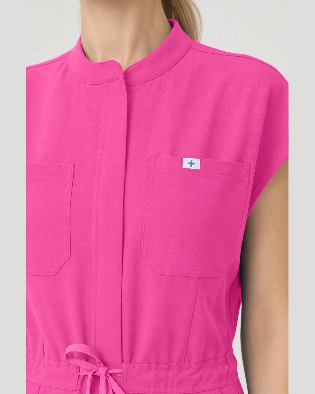 Hot Pink Eipnare Women's Zip-Front Sleeveless Scrub Jumpsuit - Stretch Medical Scrubs for Women