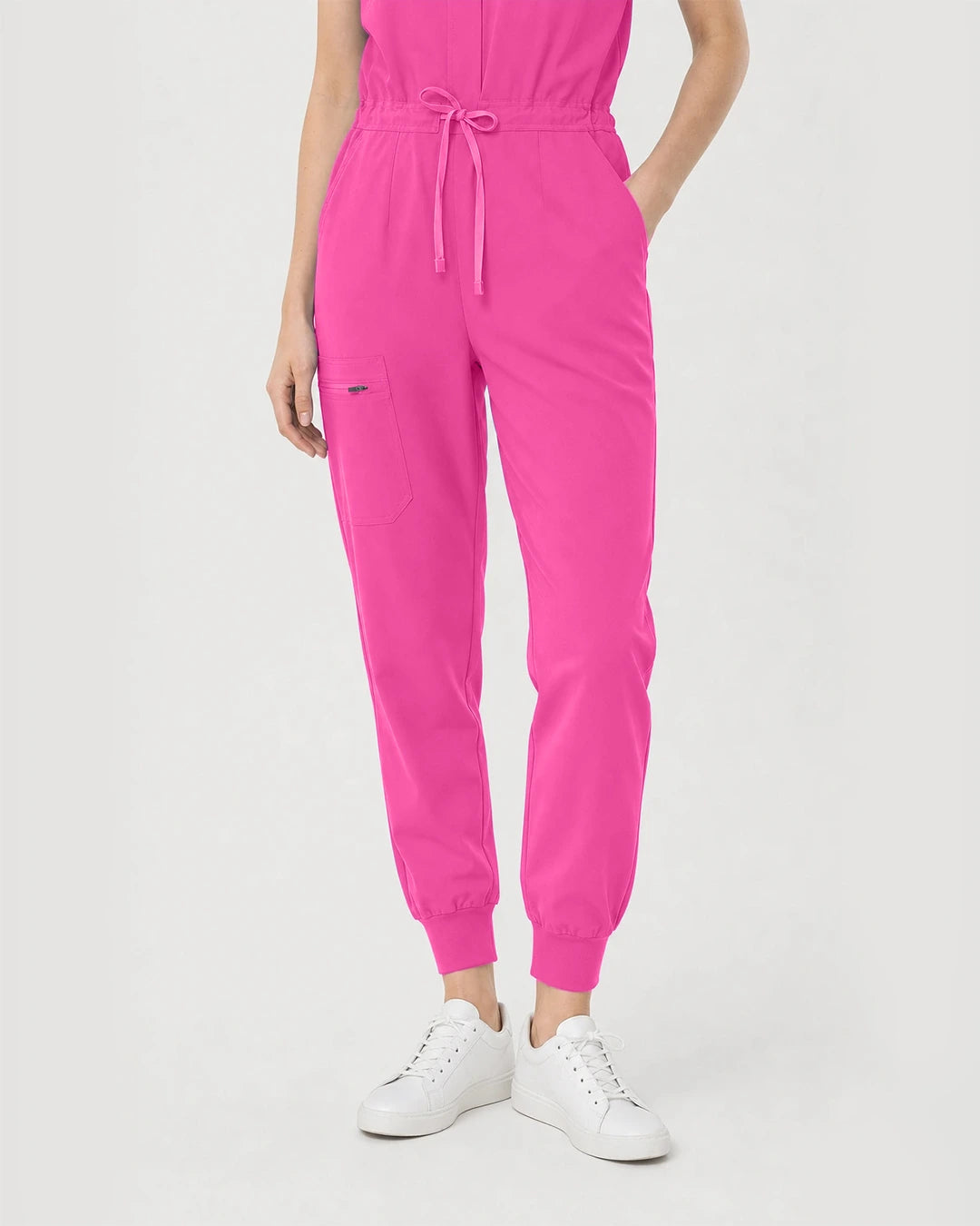 Hot Pink Eipnare Women's Zip-Front Sleeveless Scrub Jumpsuit - Stretch Medical Scrubs for Women