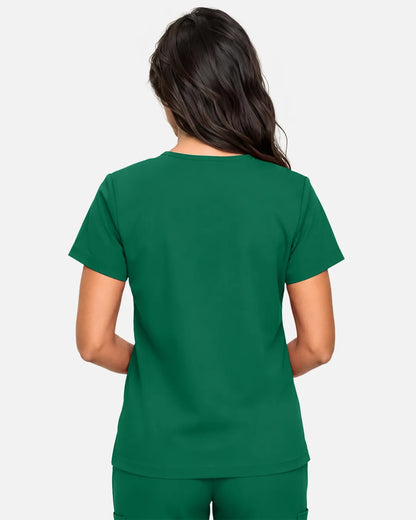 Hunter green Eipnare Women's Classic V-Neck Scrub Top - Stretch Medical Scrubs for Women