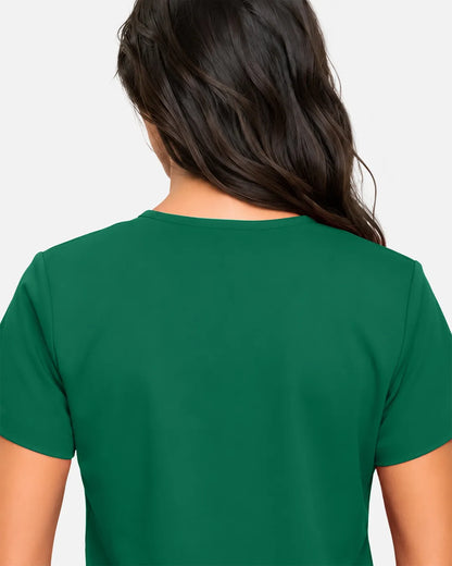 Hunter green Eipnare Women's Classic V-Neck Scrub Top - Stretch Medical Scrubs for Women