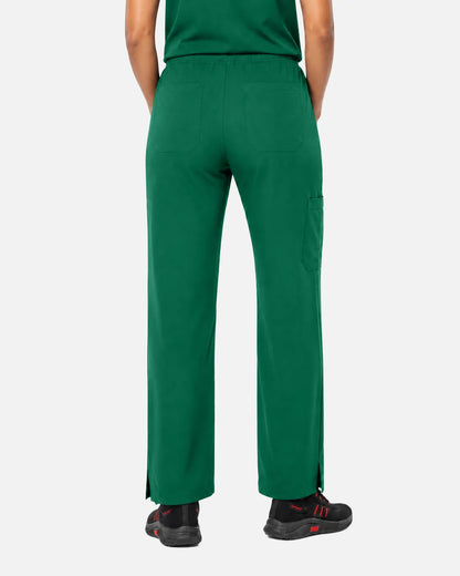 Hunter green Eipnare Women's Woven Straight-Leg Scrub Pants - Stretch Medical Scrubs for Women