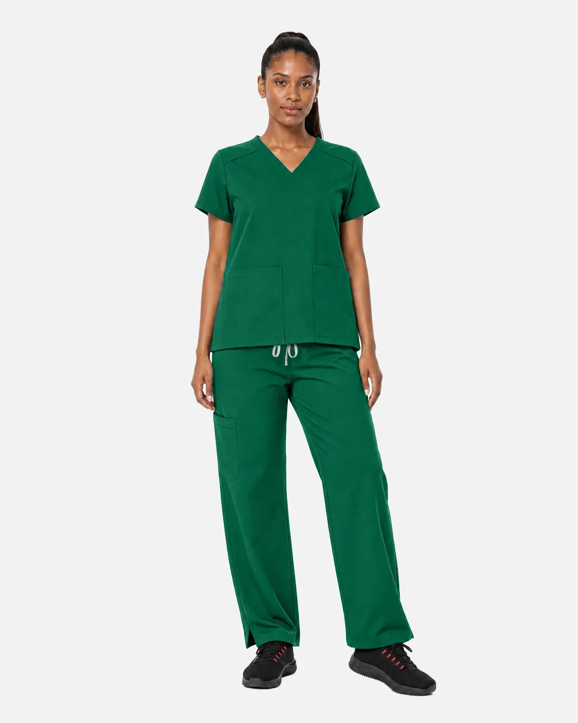 Hunter green Eipnare Women's Woven Straight-Leg Scrub Pants - Stretch Medical Scrubs for Women