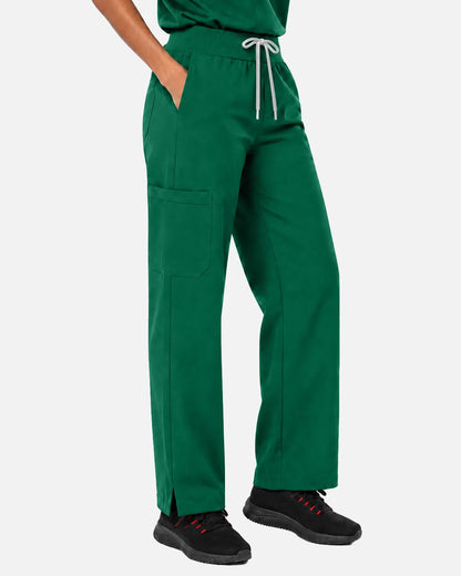 Hunter green Eipnare Women's Woven Straight-Leg Scrub Pants - Stretch Medical Scrubs for Women