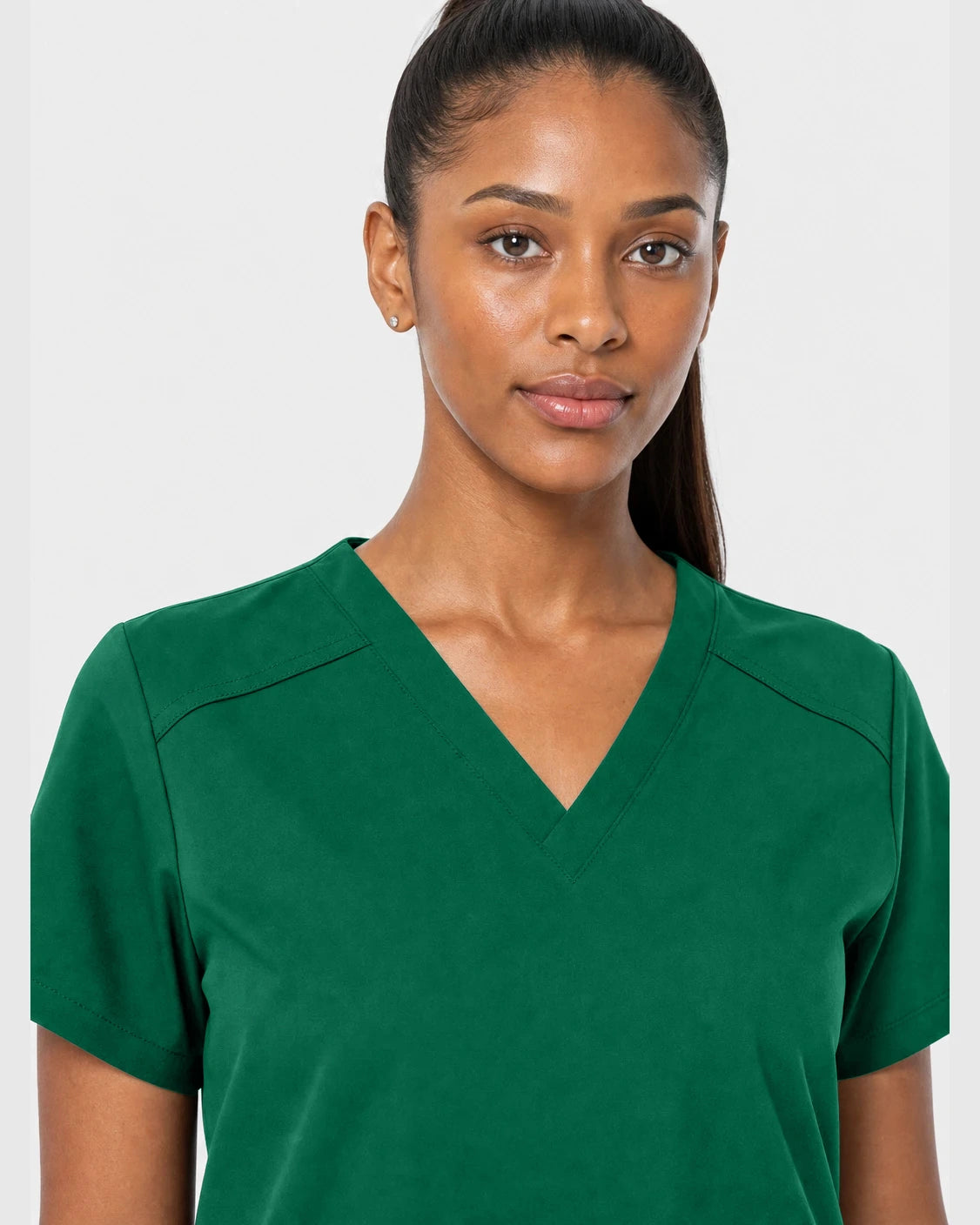 Hunter Green Eipnare Women's 15-Pocket V-Neck Jogger Scrub Set - Stretch Medical Scrubs for Women