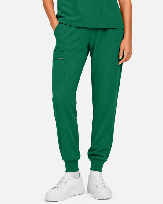 Hunter green Eipnare Women's Multi-Pocket Jogger Scrub Pants - Stretch Medical Scrubs for Women