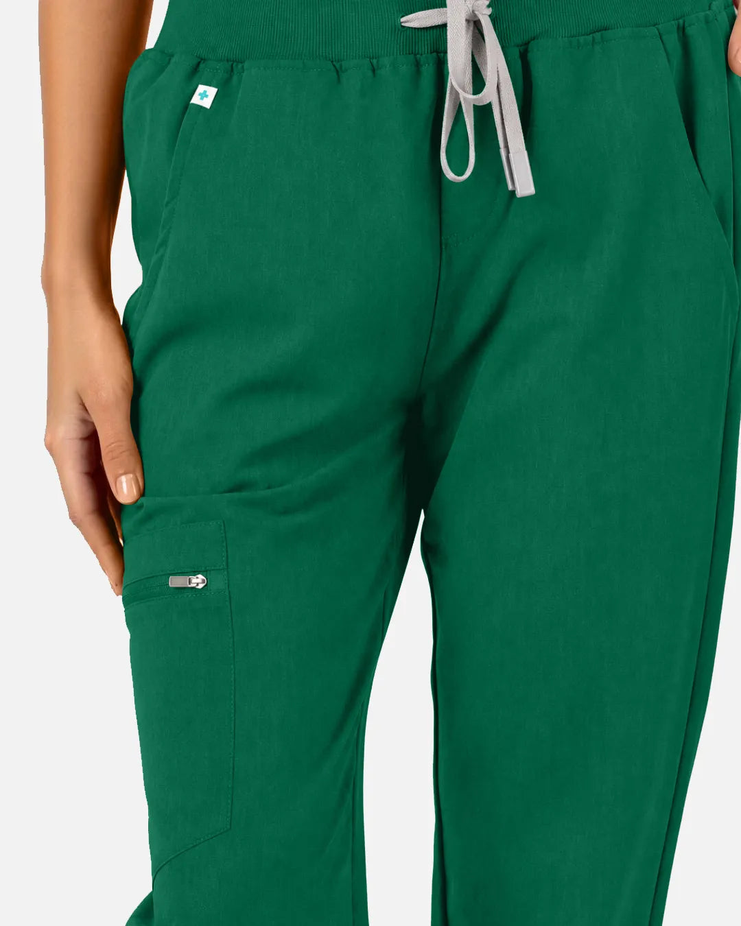 Hunter green Eipnare Women's Multi-Pocket Jogger Scrub Pants - Stretch Medical Scrubs for Women