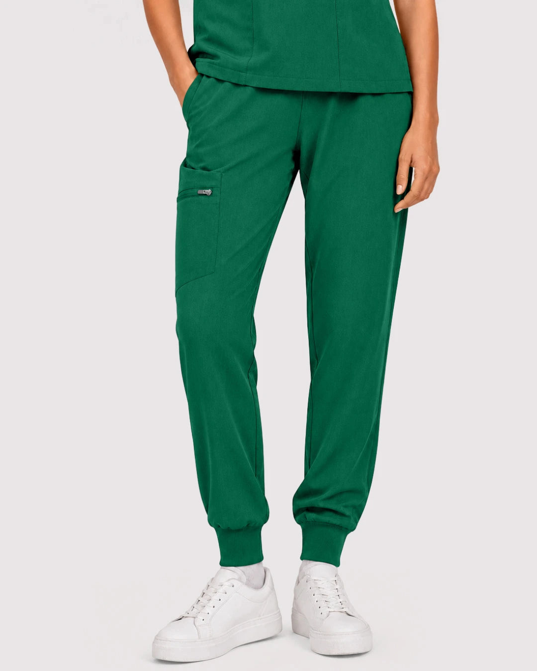 Hunter Green Eipnare Women's 3-Pocket V-Neck Jogger Scrub Set - Stretch Medical Scrubs for Women