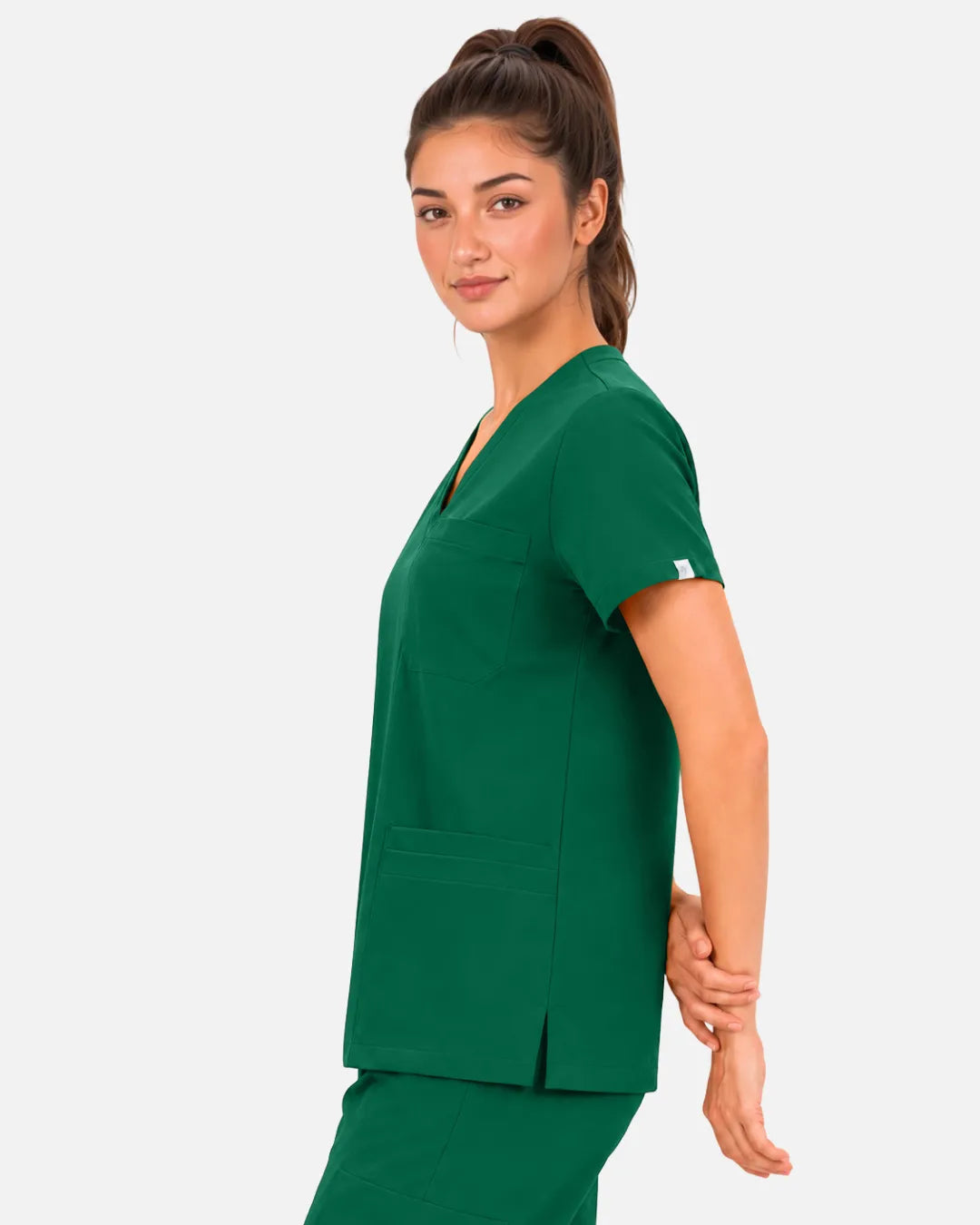 Hunter green Eipnare Women's 3-Pocket V-Neck Scrub Top - Stretch Medical Scrubs for Women