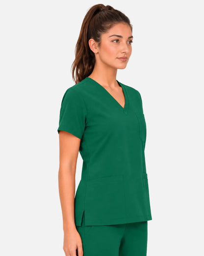 Hunter green Eipnare Women's 3-Pocket V-Neck Scrub Top - Stretch Medical Scrubs for Women