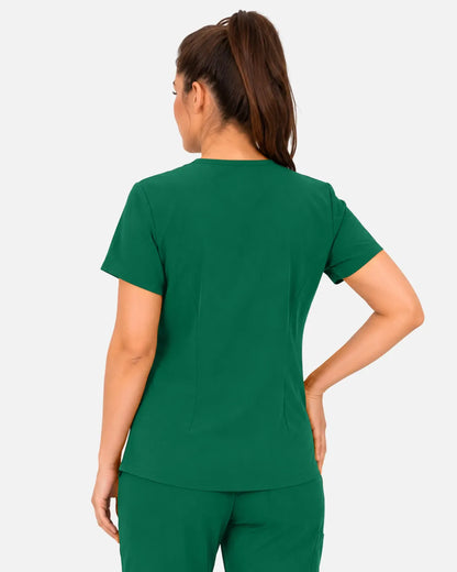 Hunter green Eipnare Women's 3-Pocket V-Neck Scrub Top - Stretch Medical Scrubs for Women