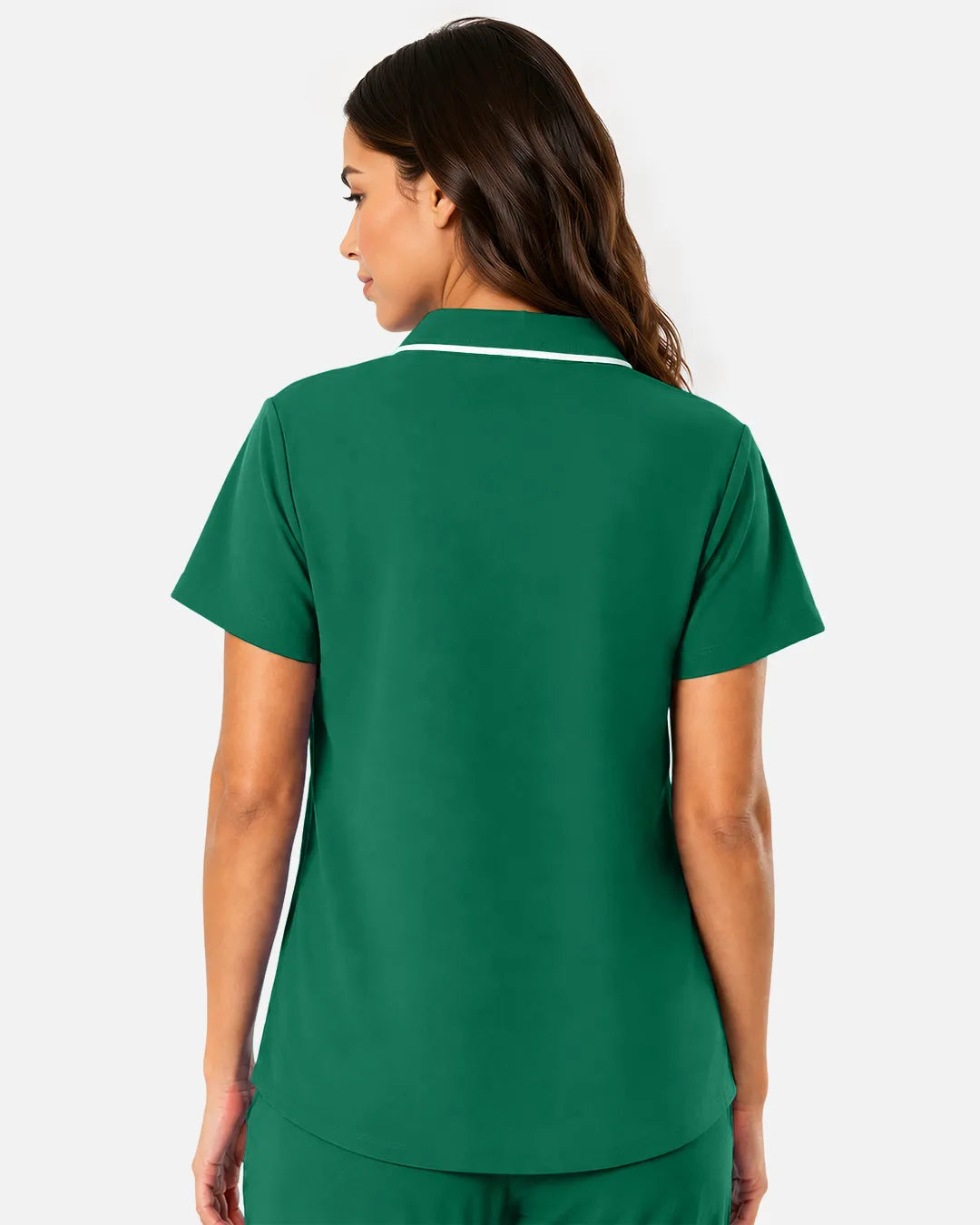 Hunter green Eipnare Women's Polo-Collar Medical Scrub Top - Stretch Medical Scrubs for Women