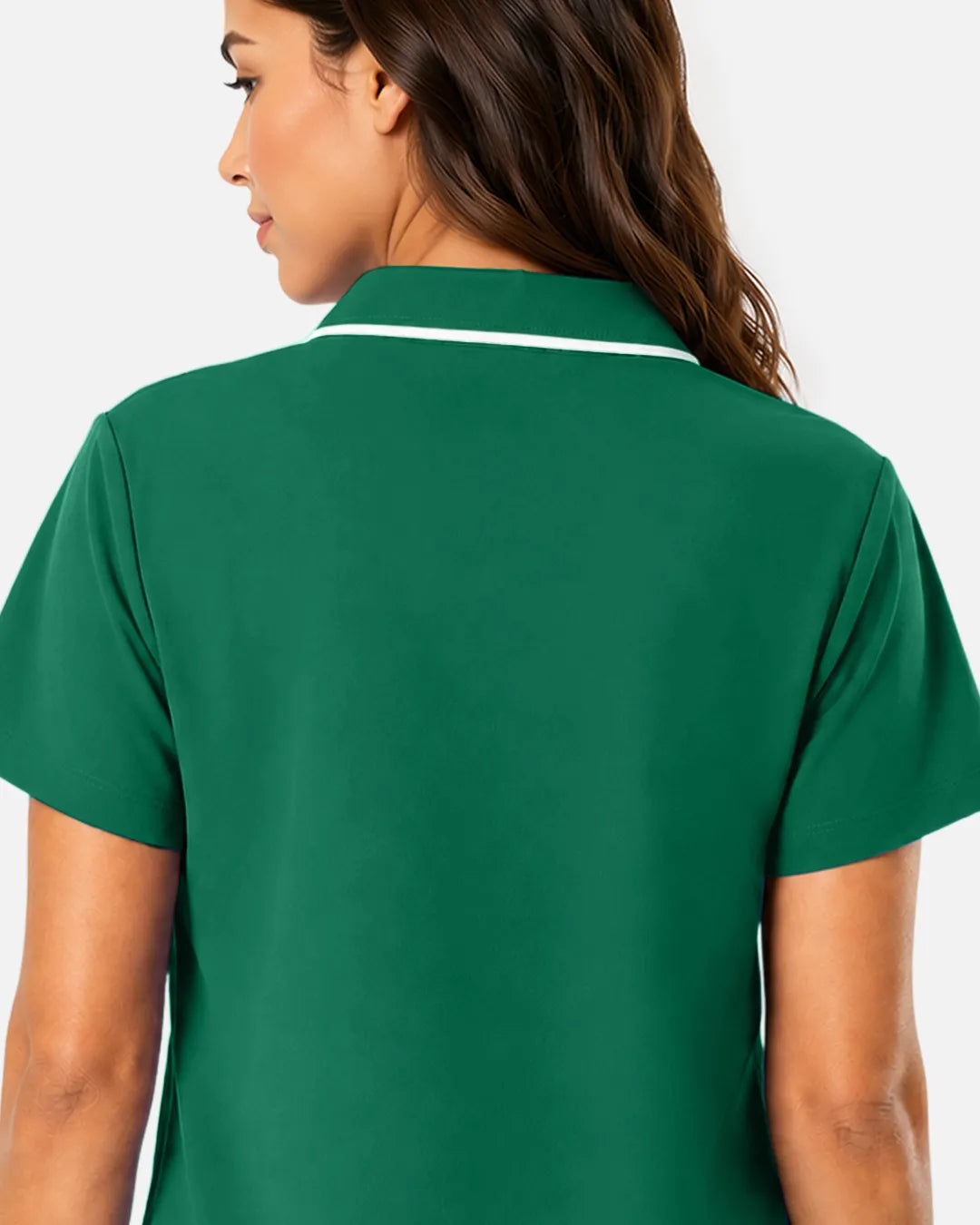Hunter green Eipnare Women's Polo-Collar Medical Scrub Top - Stretch Medical Scrubs for Women