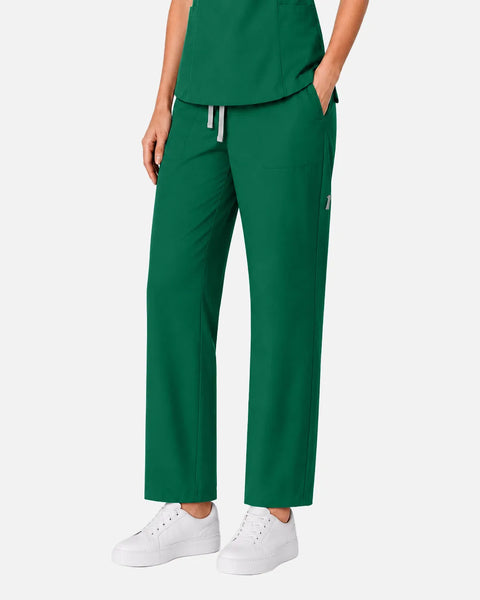 Eipnare Women's Split V-Neck Tapered Uniform Set - Hunter Green