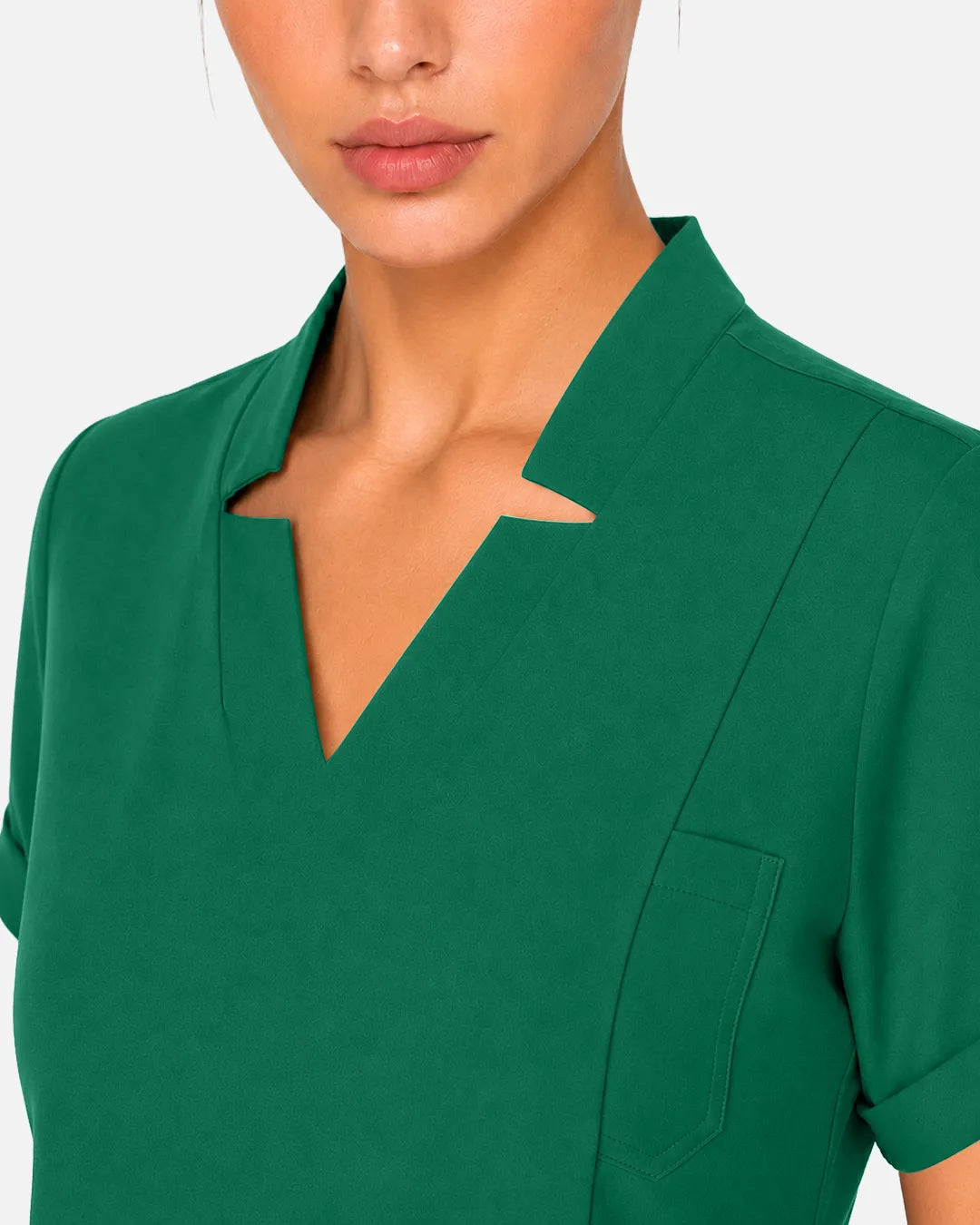 Hunter green Eipnare Women's Split V-Neck Tapered Scrub Set - Stretch Medical Scrubs for Women