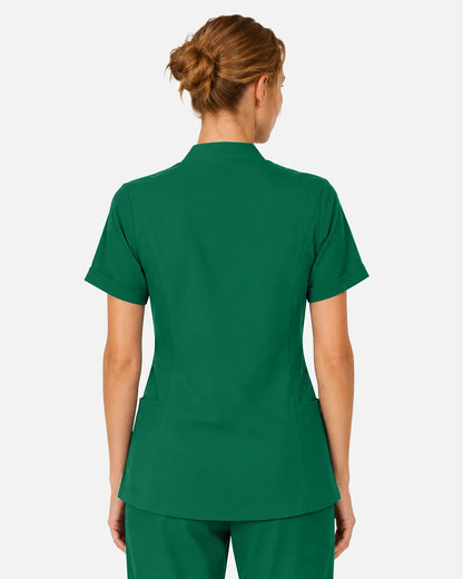 Hunter green Eipnare Women's Split V-Neck Scrub Top - Stretch Medical Scrubs for Women