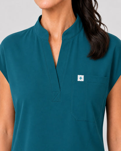 Hunter Green Eipnare Women's 8-Pocket V-Neck Jogger Scrub Set - Stretch Medical Scrubs for Women