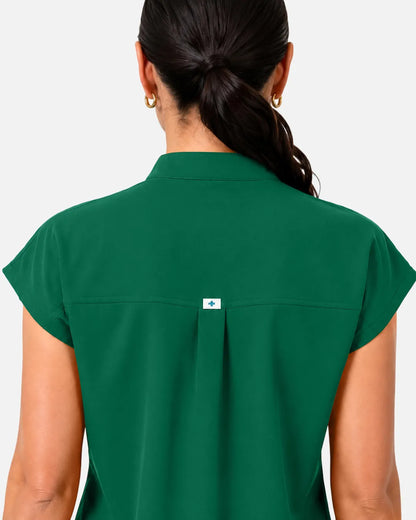 Hunter green Eipnare Women's Sleeveless Henley Scrub Top - Stretch Medical Scrubs for Women