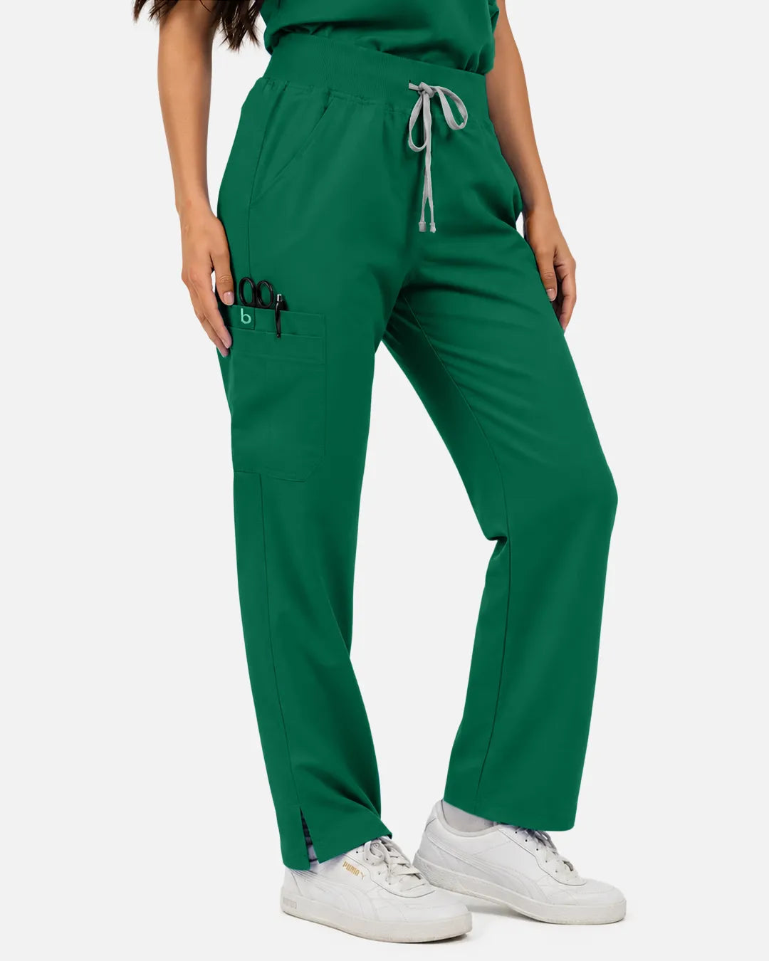 Hunter green Eipnare Women's Straight-Leg Cargo Scrub Pants - Stretch Medical Scrubs for Women