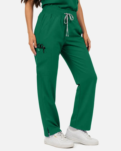 Hunter green Eipnare Women's Straight-Leg Cargo Scrub Pants - Stretch Medical Scrubs for Women