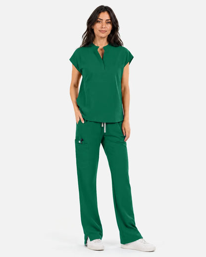Hunter green Eipnare Women's Straight-Leg Cargo Scrub Pants - Stretch Medical Scrubs for Women