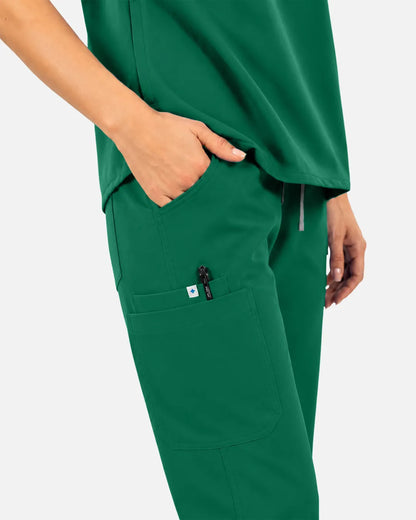 Hunter green Eipnare Women's Straight-Leg Cargo Scrub Pants - Stretch Medical Scrubs for Women