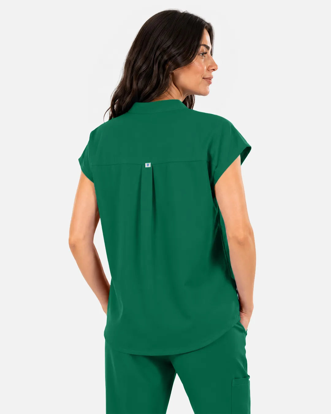 Hunter green Eipnare Women's Sleeveless Mandarin Collar Scrub Top - Stretch Medical Scrubs for Women