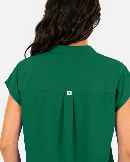Hunter green Eipnare Women's Sleeveless Mandarin Collar Scrub Top - Stretch Medical Scrubs for Women