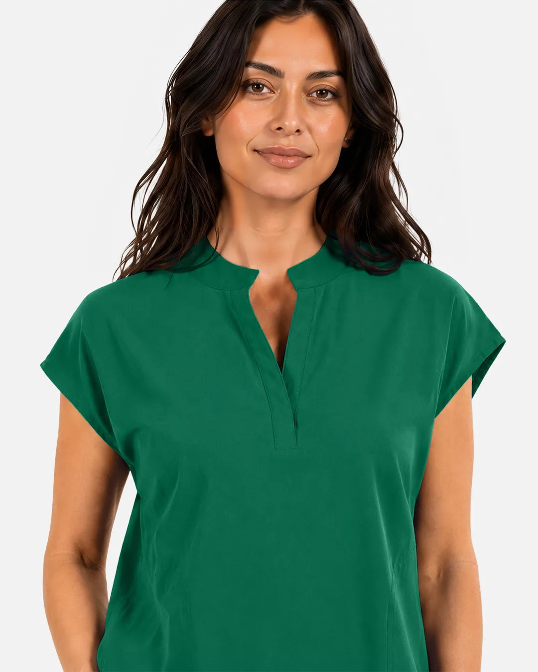 Hunter green Eipnare Women's Sleeveless Mandarin Collar Scrub Top - Stretch Medical Scrubs for Women