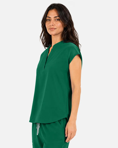Hunter green Eipnare Women's Sleeveless Mandarin Collar Scrub Top - Stretch Medical Scrubs for Women