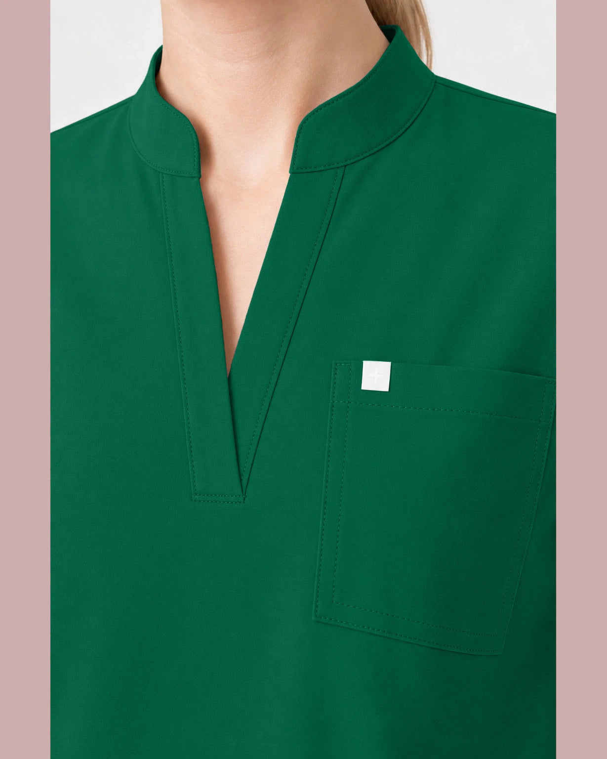 Hunter Green Eipnare Women's Henley Sleeveless Straight-Leg Scrub Set - Stretch Medical Scrubs for Women